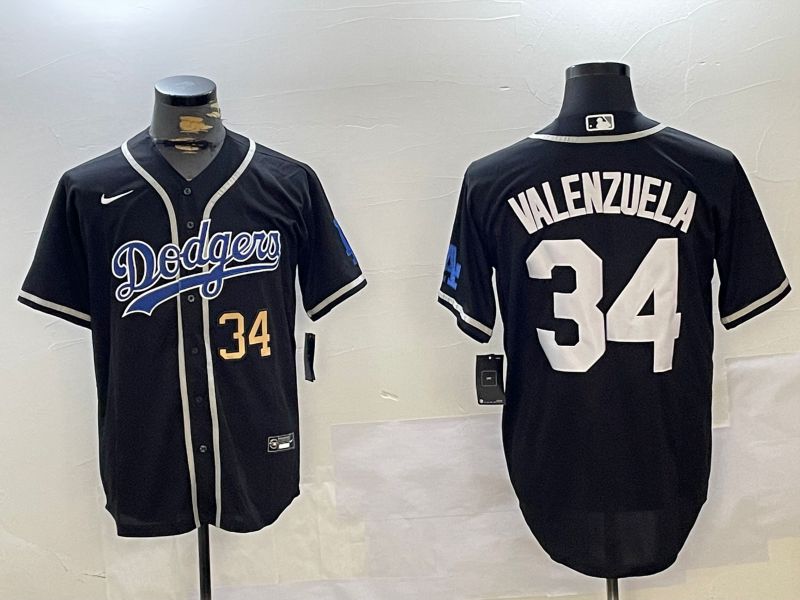 Men Los Angeles Dodgers 34 Valenzuela Black Game 2024 Nike MLB Jersey style 10295